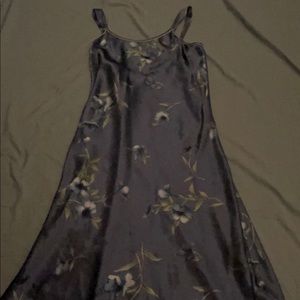 Floral blue silk slip dress